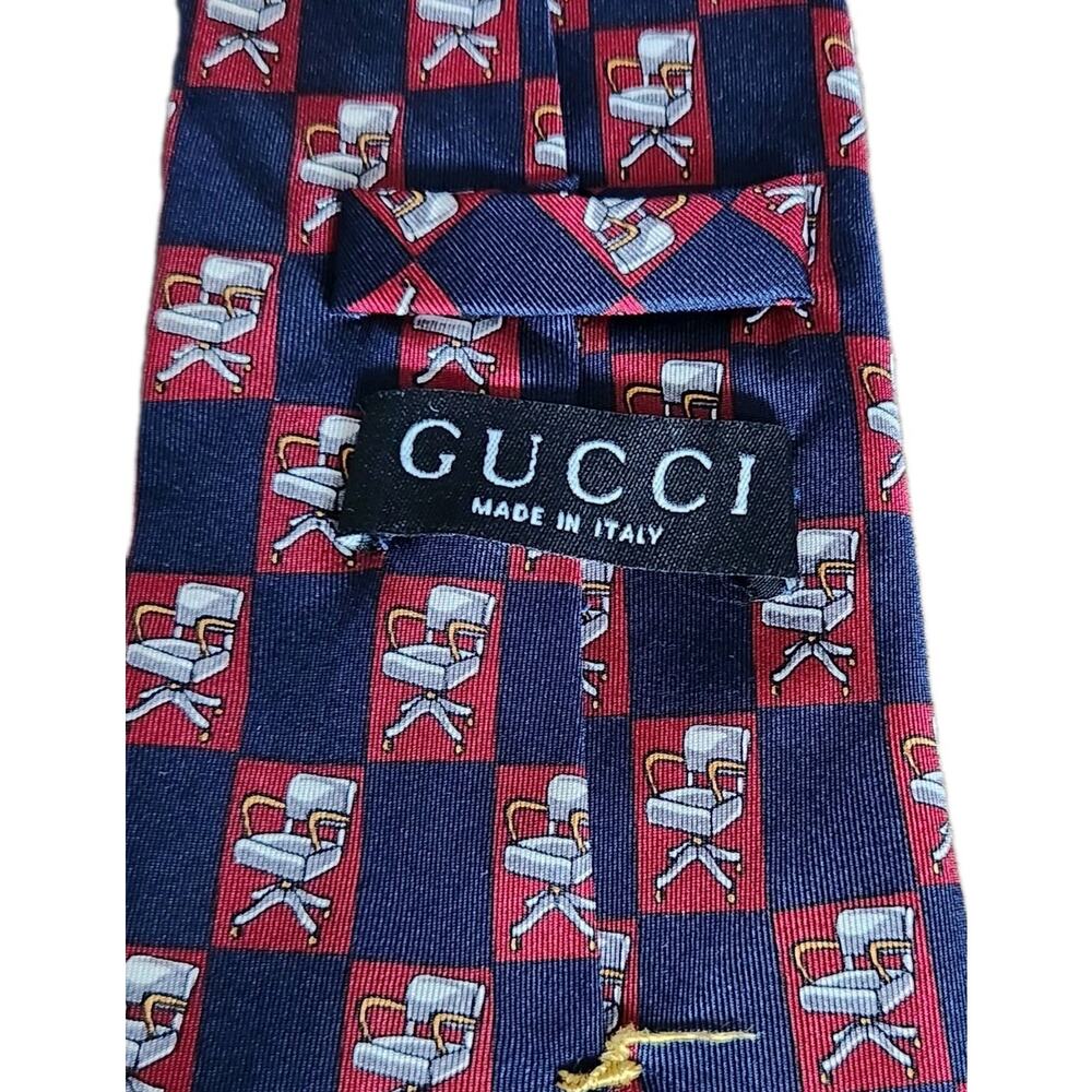Gucci Vintage Neck Tie Silk Office Chairs Motif Multicolor 56 in - Picture 7 of 7